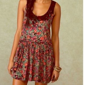 Free People velvet floral babydoll dress